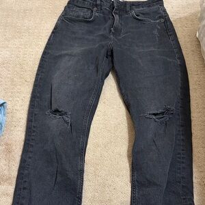 Zara Black Distressed High-Rise Jeans